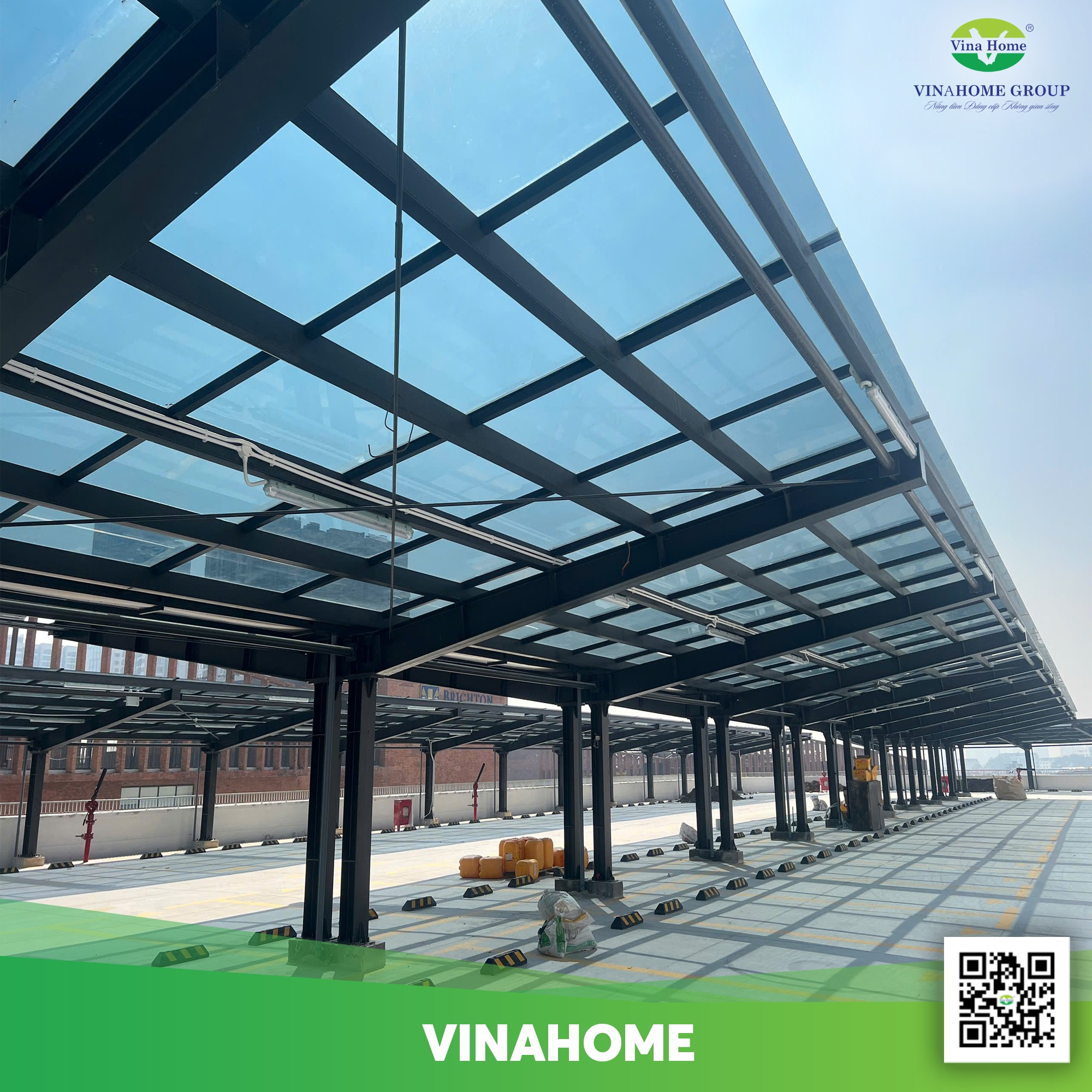 Công trình bãi để xe và tầng hầm màu ghi xám