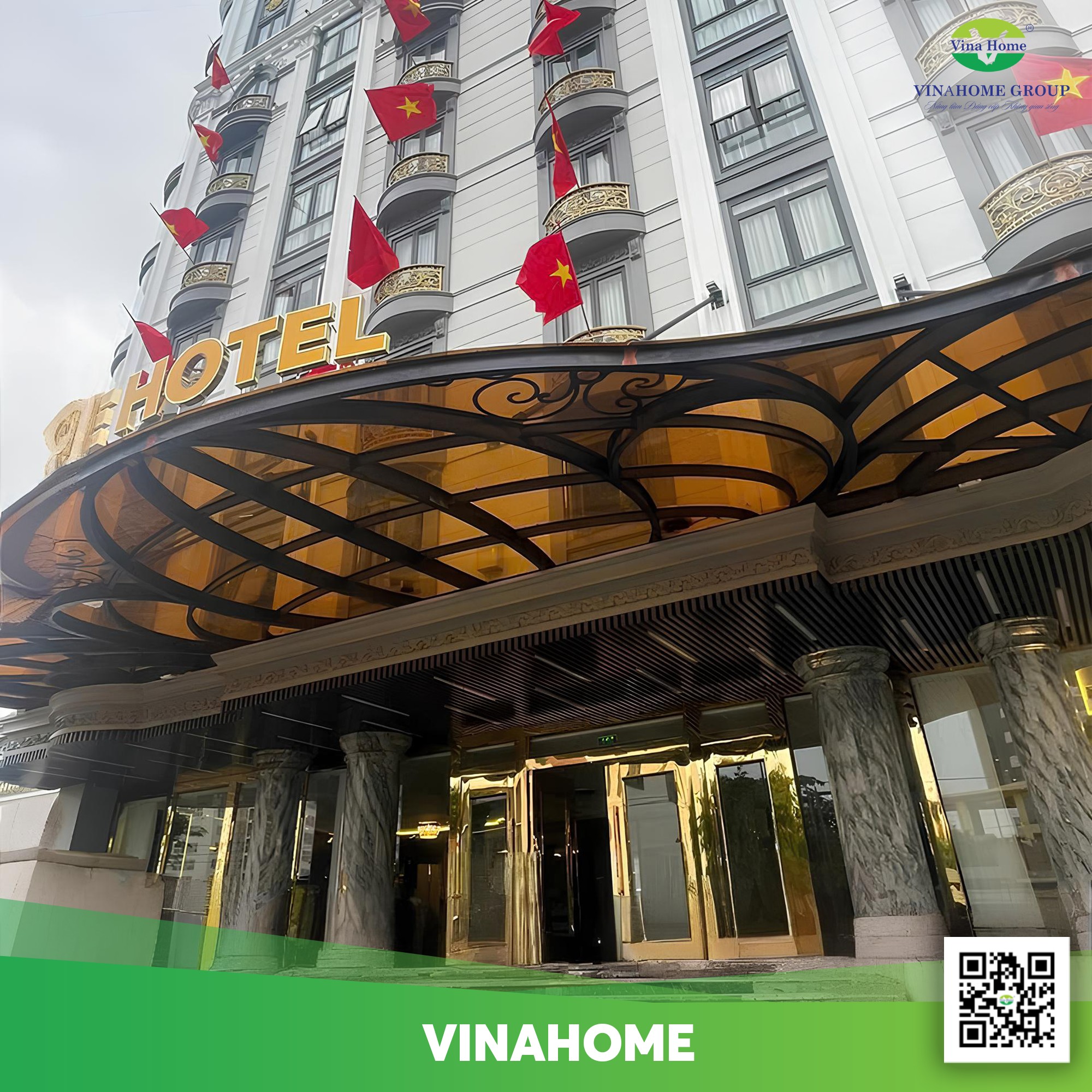 Công trình mái hiên màu nâu trà cho khách sạn.